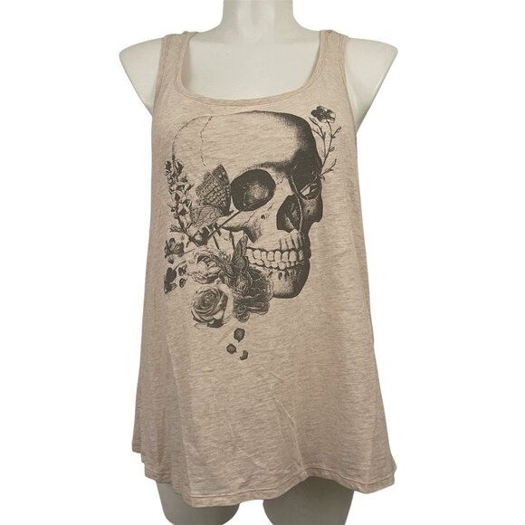 Torrid PLUS Size 2X Back Lace  & Skulls Roses Racerback Goth Punk Tank Shirt Tee - Picture 1 of 6